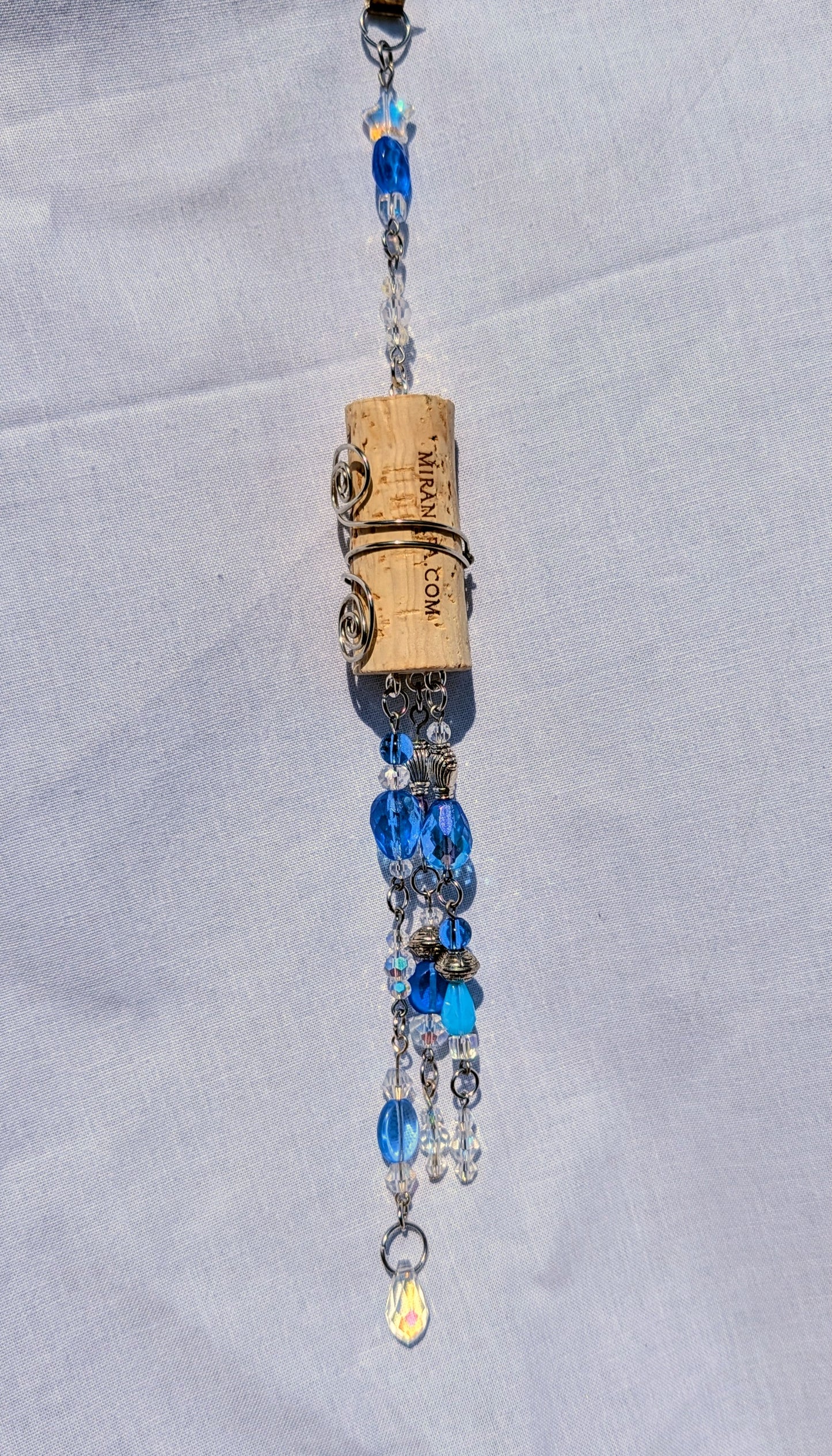 wine cork suncatcher - blue