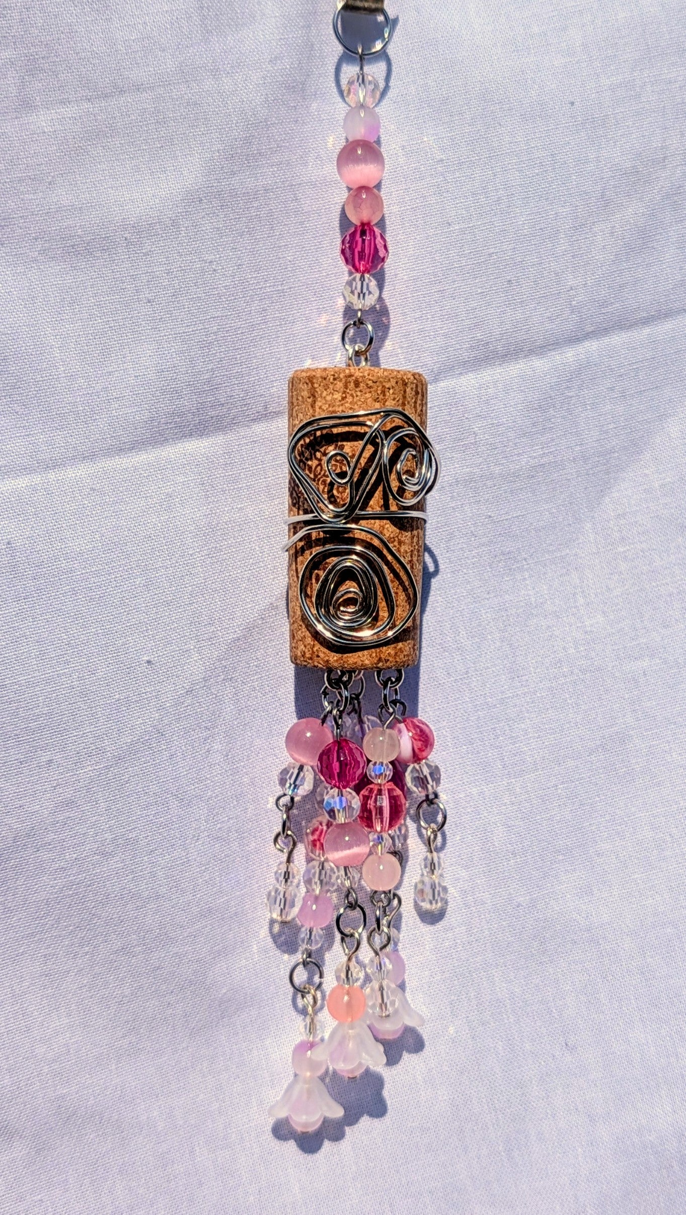 wine cork suncatcher - pink short