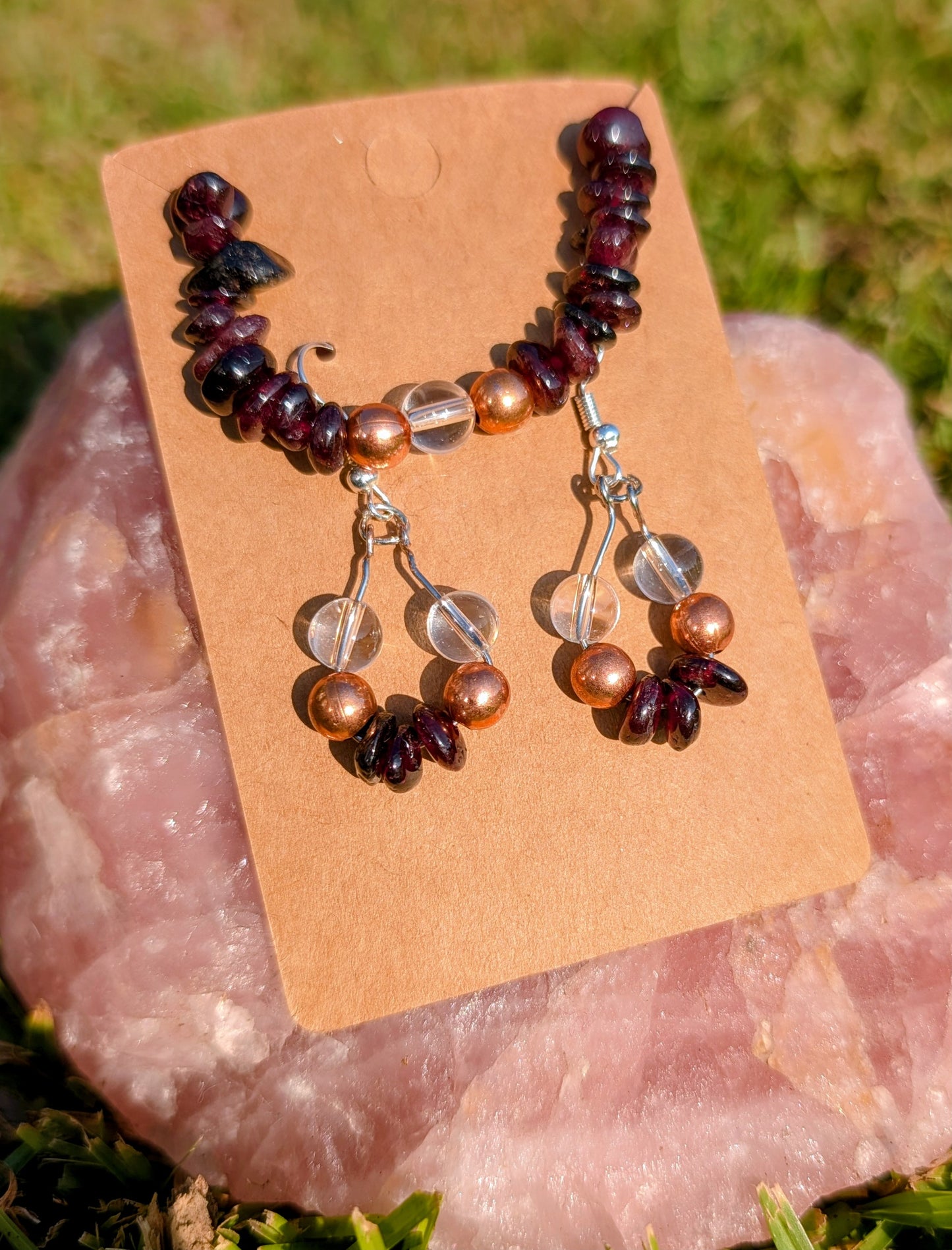 Garnet Earrings and Bracelet
