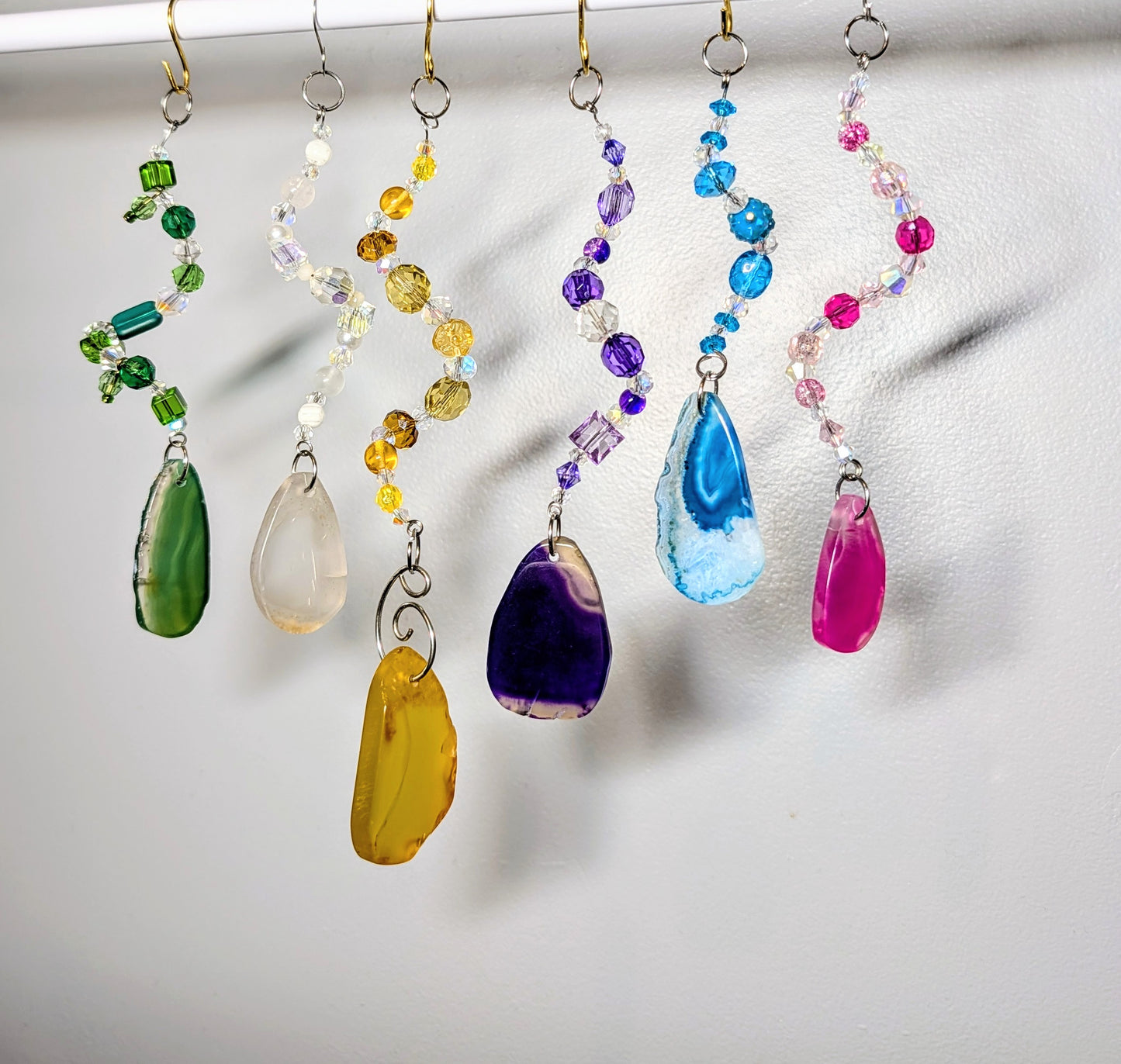 Dyed Agate Slice Suncatchers