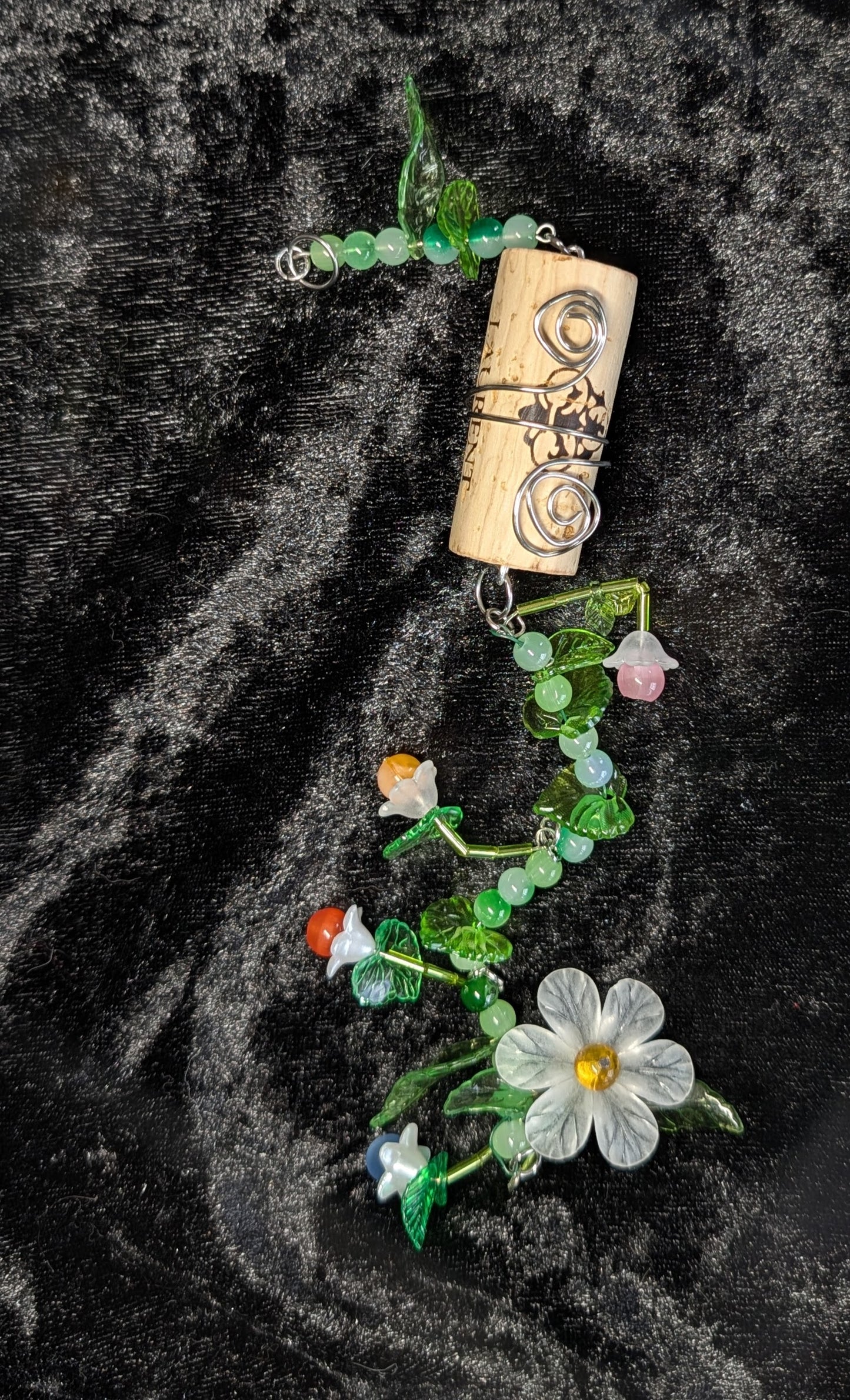 wine cork suncatcher green long