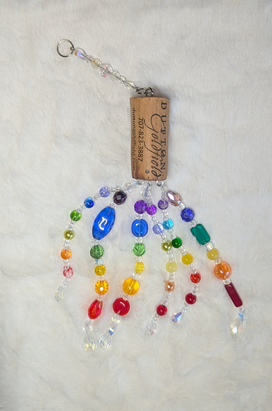 wine cork suncatcher multi-color