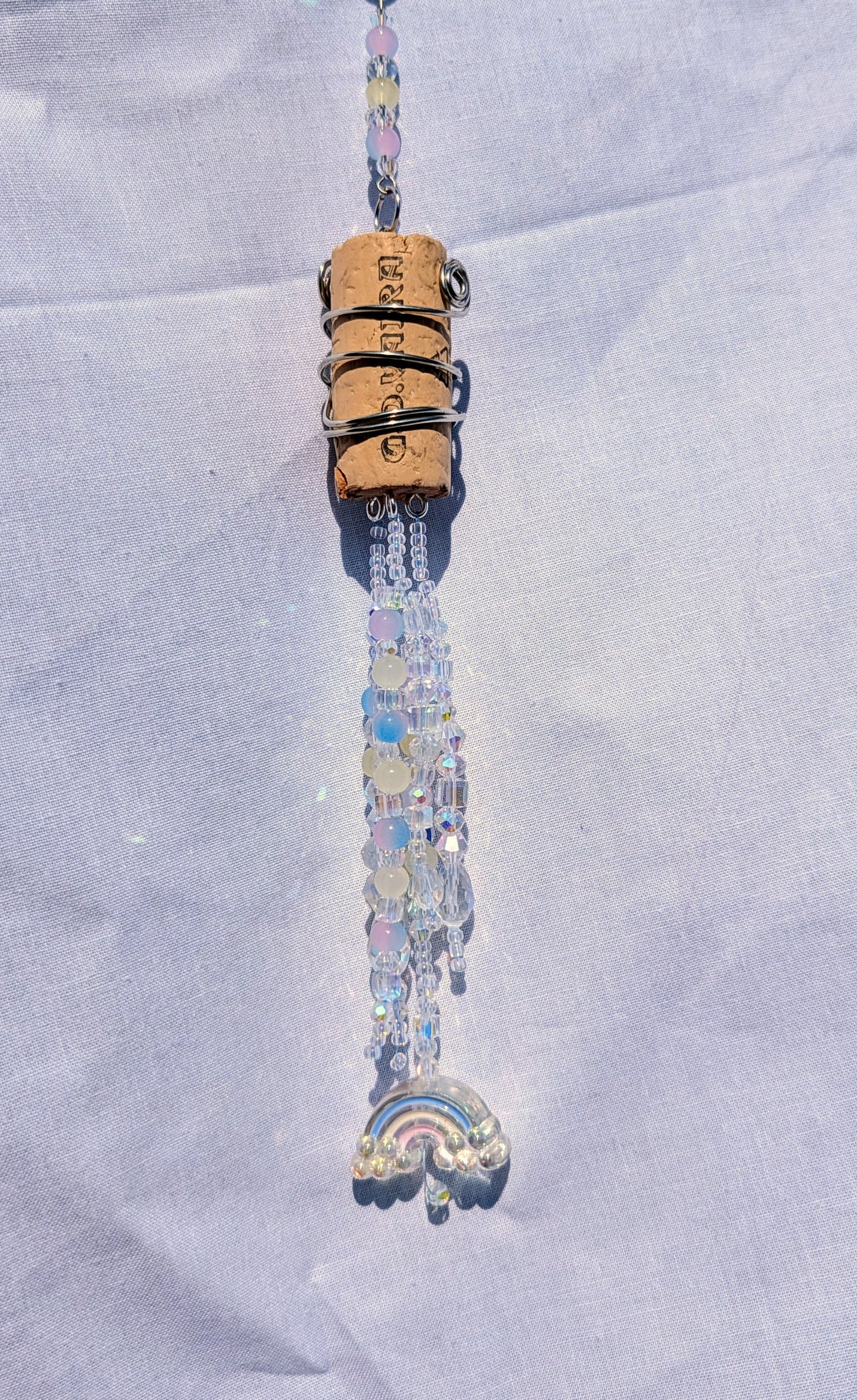 wine cork suncatcher clear rainbow