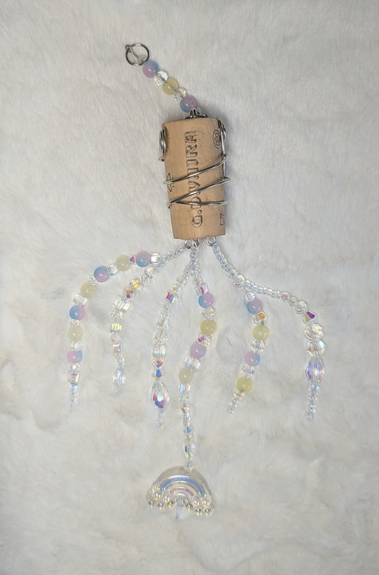 wine cork suncatcher clear rainbow