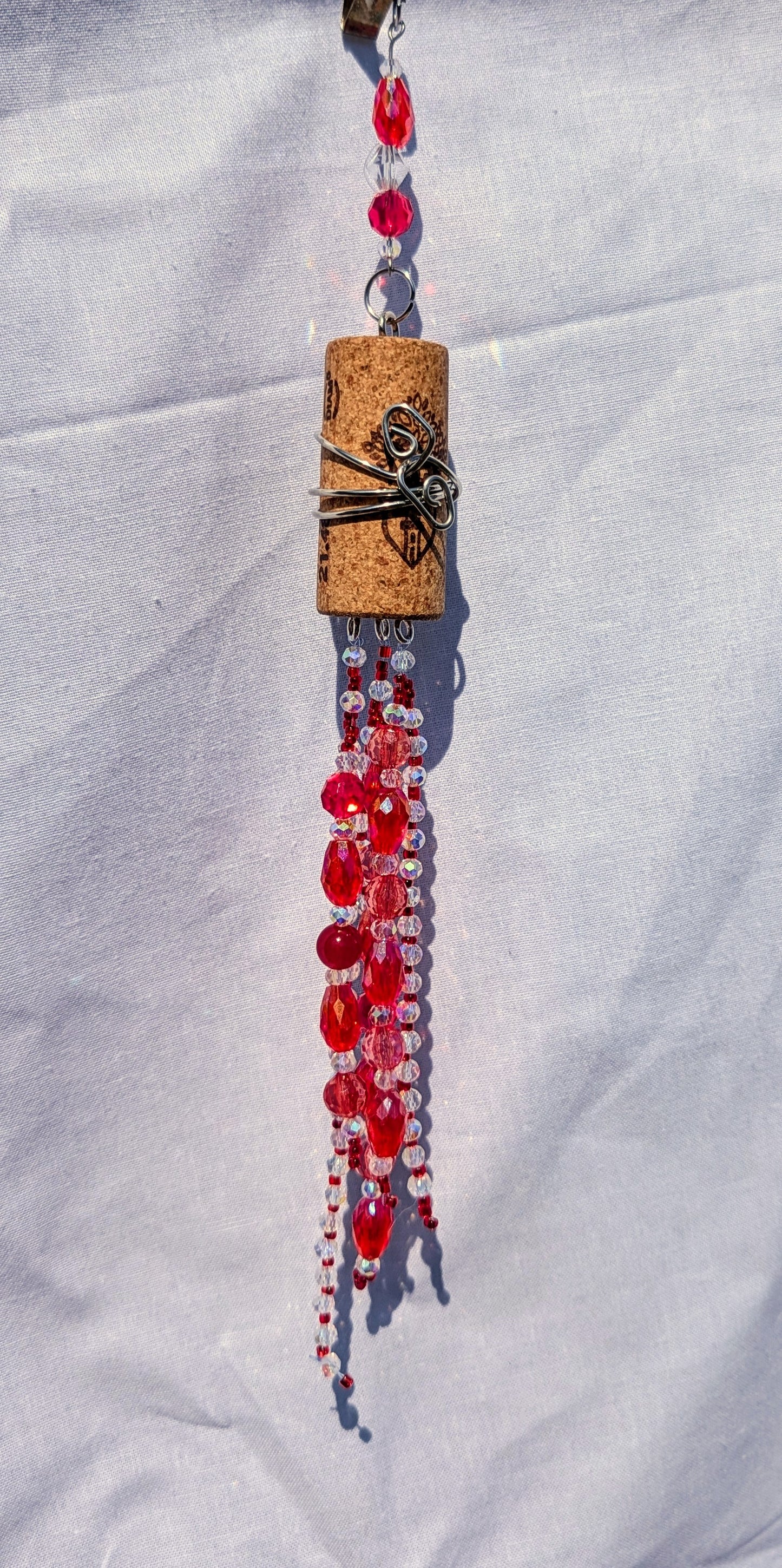 wine cork suncatcher - red