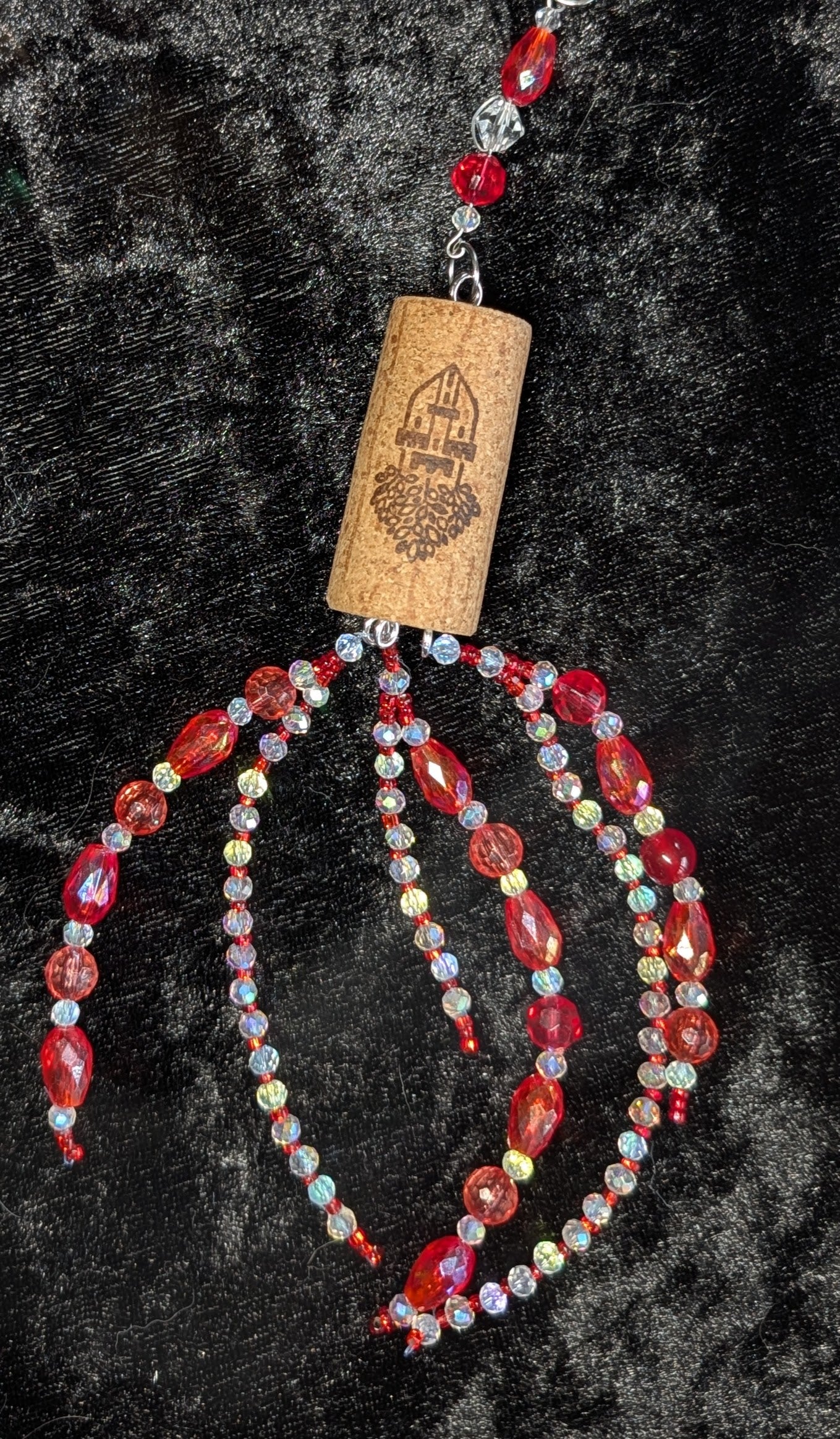 wine cork suncatcher - red