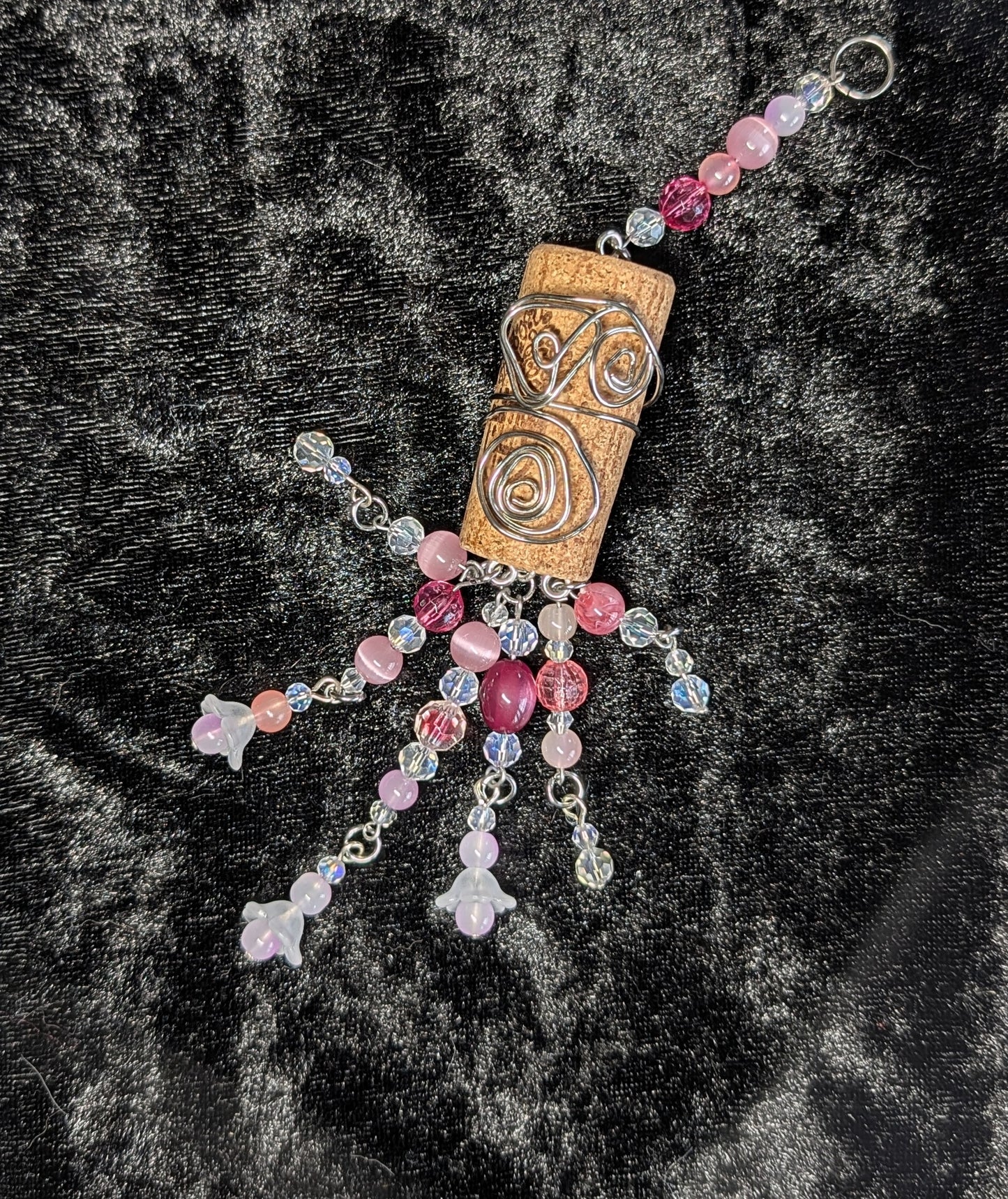 wine cork suncatcher - pink short