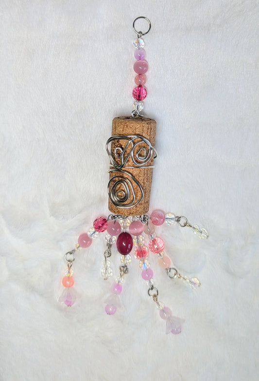 wine cork suncatcher - pink short