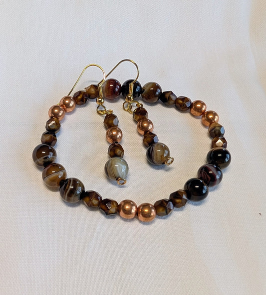 Copper and Agate set