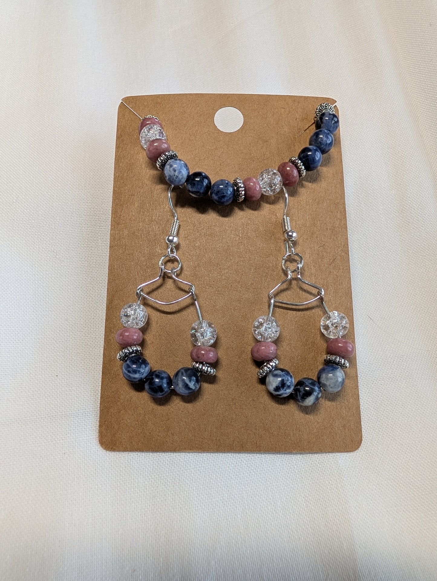 Sodalite/Rhodonite earrings and bracelet