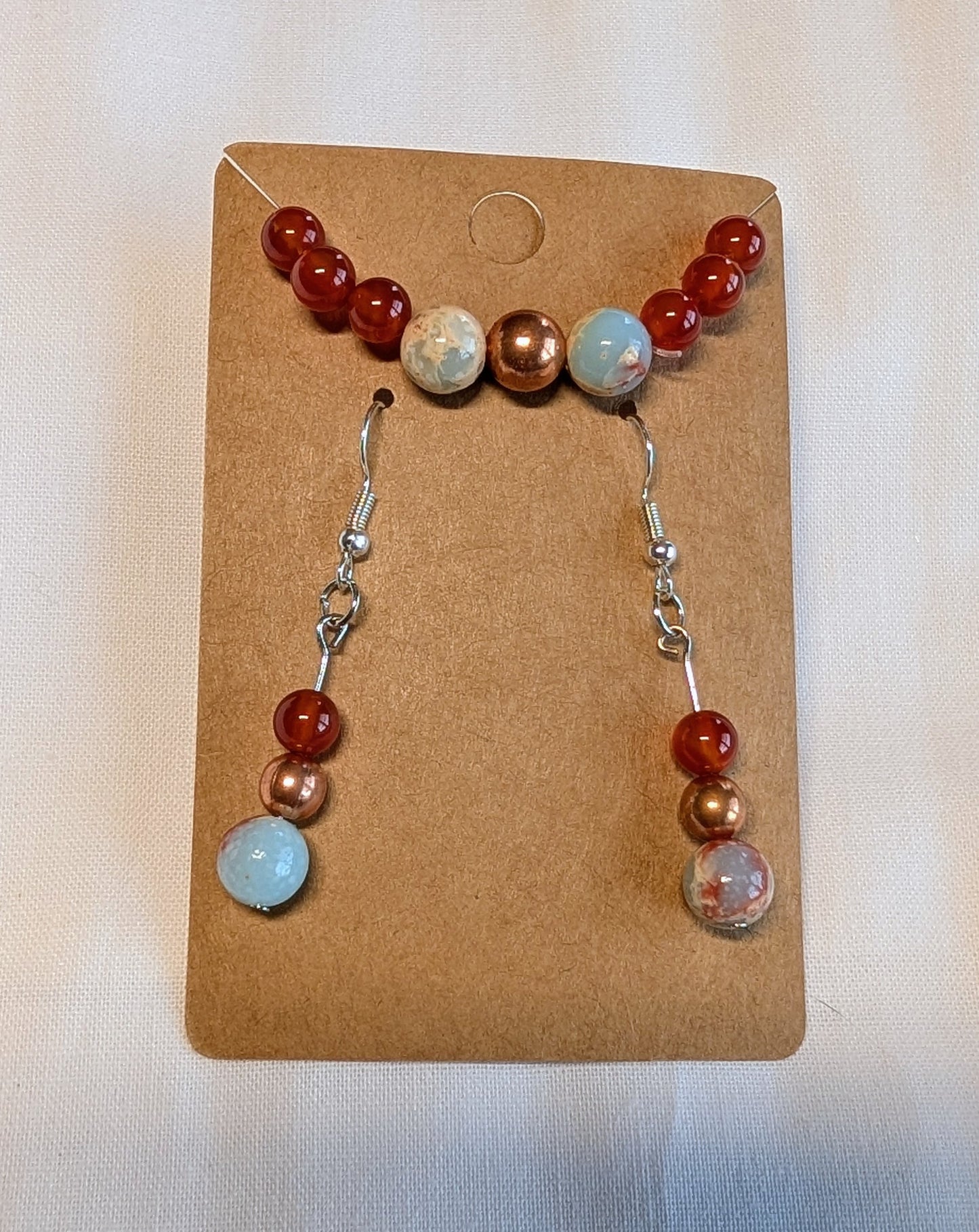 Carnelian earrings and bracelet set