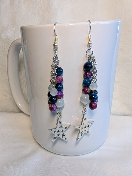 Dangly crystal star earrings